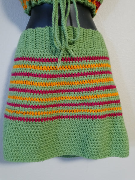 Lime Green Crop and Skirt Set