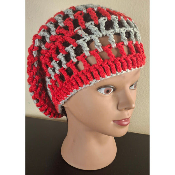 Red and Gray Mesh Tam