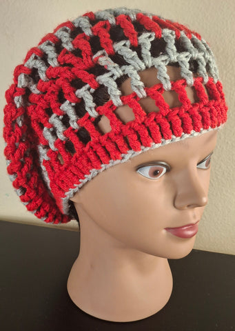 Red and Gray Mesh Tam