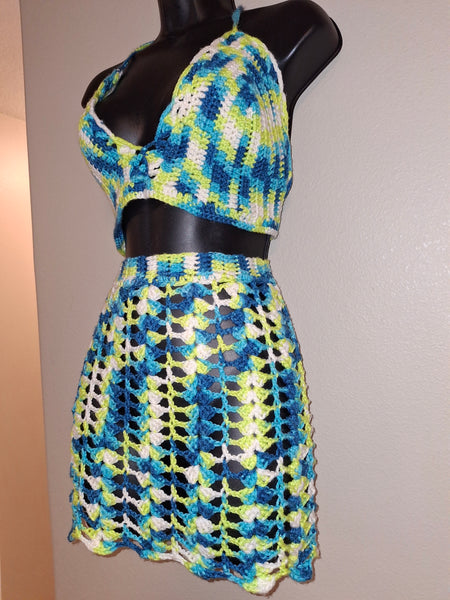 Hot  Summer Halter and Skirt Set