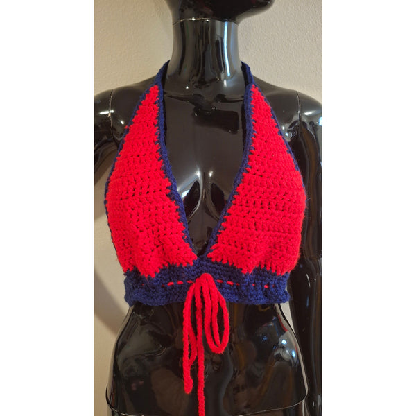 Red and Blue Halter Top