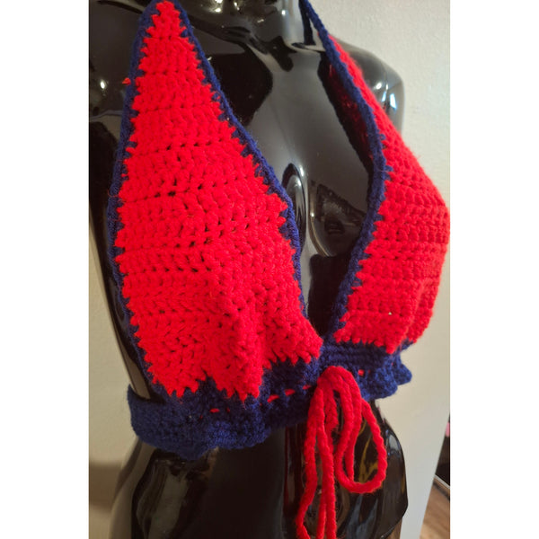 Red and Blue Halter Top