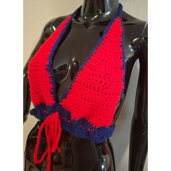 Red and Blue Halter Top