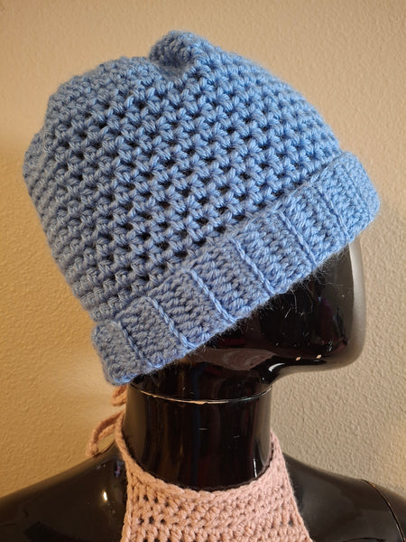 Baby Blue Fitted Cap with Matching Scarf