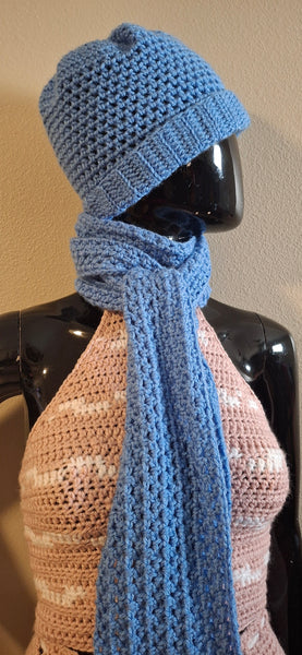 Baby Blue Fitted Cap with Matching Scarf