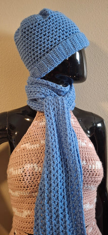 Baby Blue Fitted Cap with Matching Scarf