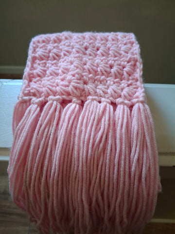Pastel Pink Star Stitch Scard with Fringe