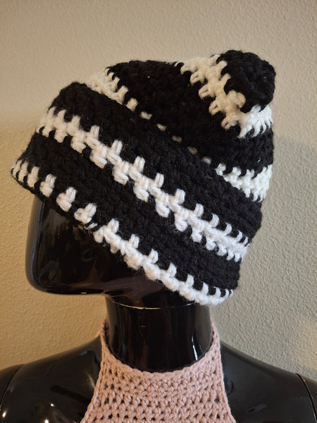 Black and White Cat Ear Cap