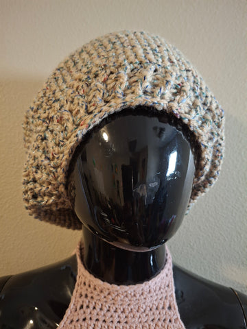 Spotted Tan Slouchie Beanie