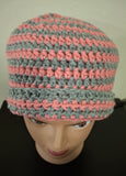 Pink and Gray Fitted Beanie