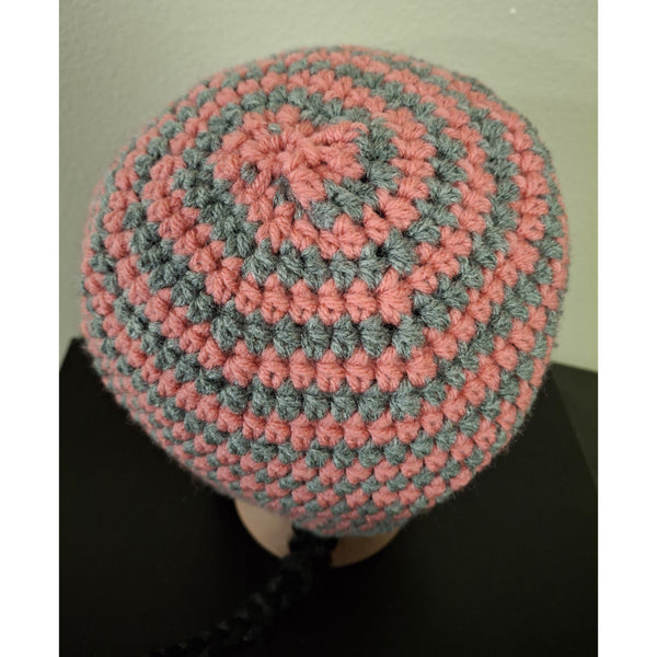 Pink and Gray Fitted Beanie