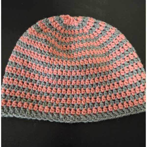 Pink and Gray Fitted Beanie