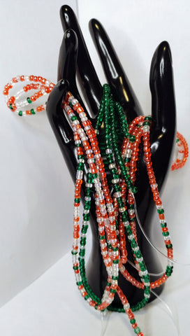 Red and Green Waist Bead Set