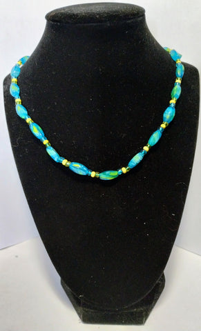 Marbled Blue and Yellow Necklace