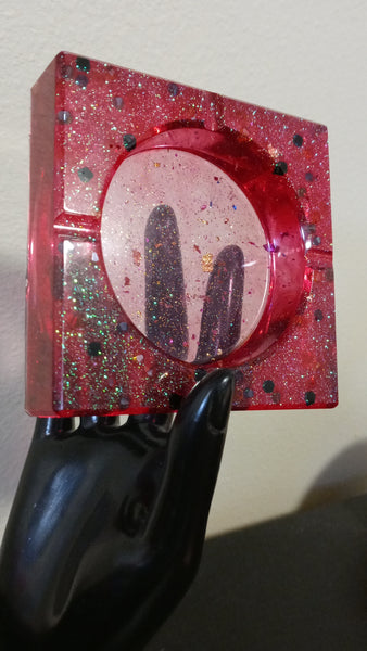 Clear Fushcia Ashtray