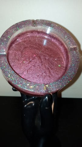 Burgundy and Silver glitter Ashtray