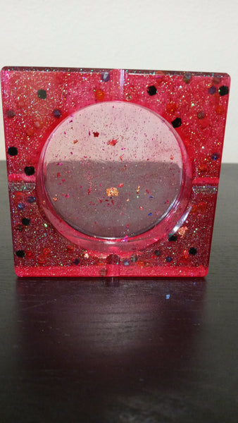 Clear Fushcia Ashtray