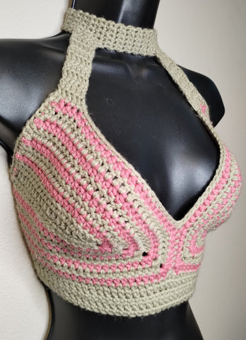 Tan and Pink Halter