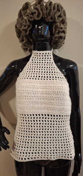 Cream and Brown Ruffle Hat and Tank Top