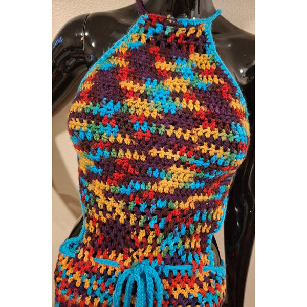 Vibrant Multicolored Halter Dress