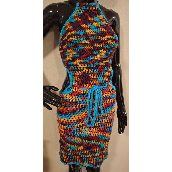 Vibrant Multicolored Halter Dress