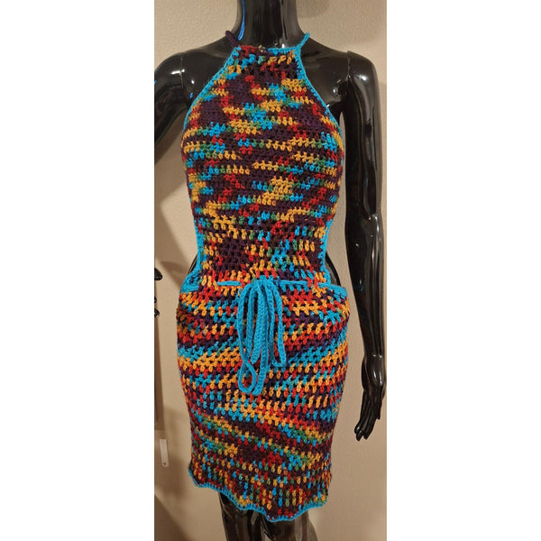 Vibrant Multicolored Halter Dress
