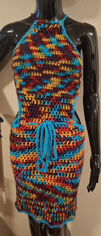 Vibrant Multicolored Halter Dress
