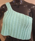 Mint Green Single Shoulder Crop Top