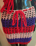 Red Pink and Purple Bikini and Mesh Skirt