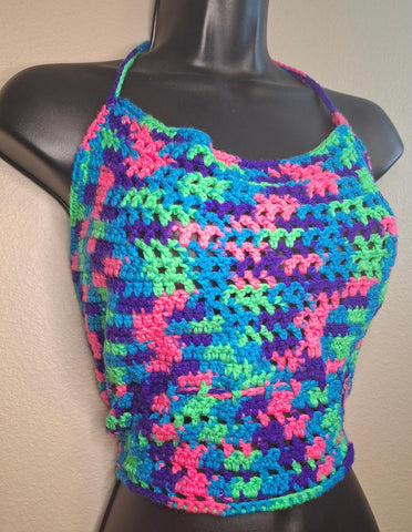 Neon Mesh Halter Top