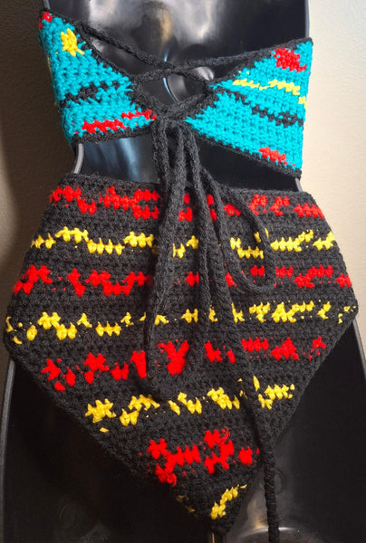 Turquoise Patterned SwimSuit