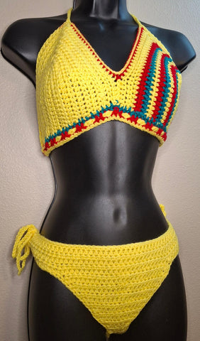 Yellow Stripped Bikini Set