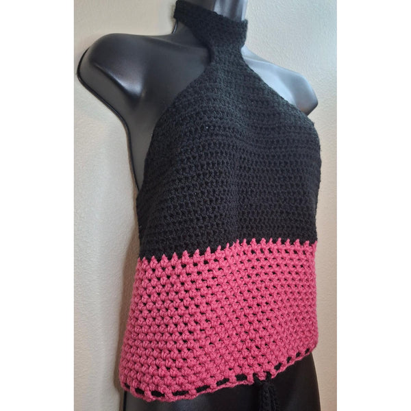 Pink and Black Halter Top