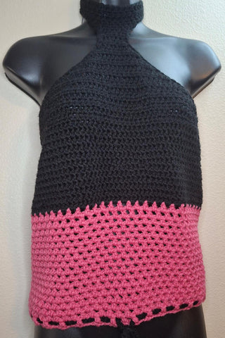 Pink and Black Halter Top