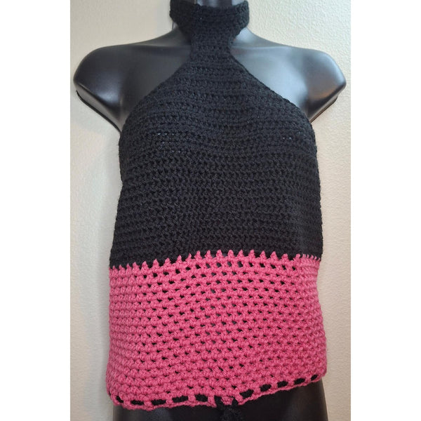 Pink and Black Halter Top