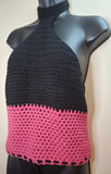 Pink and Black Halter Top