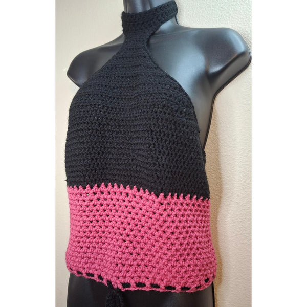 Pink and Black Halter Top