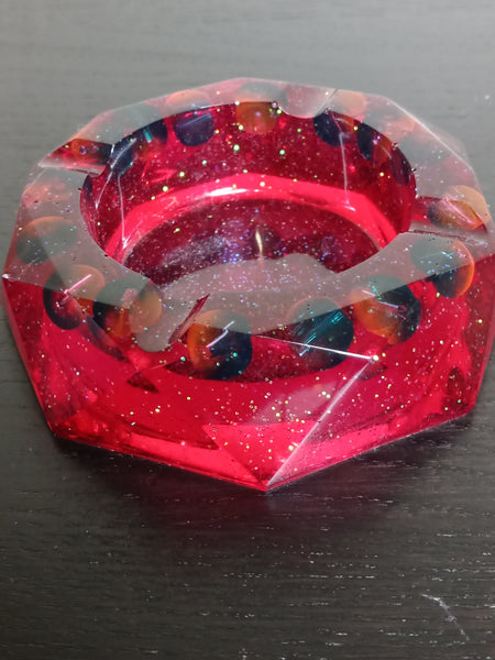 Fuschia Ashtray with marbled Beads