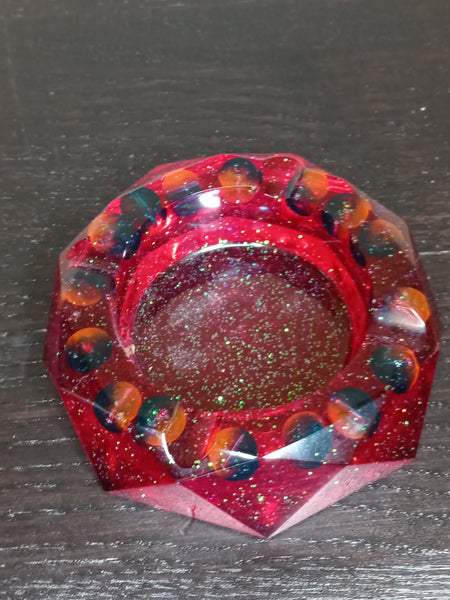 Fuschia Ashtray with marbled Beads