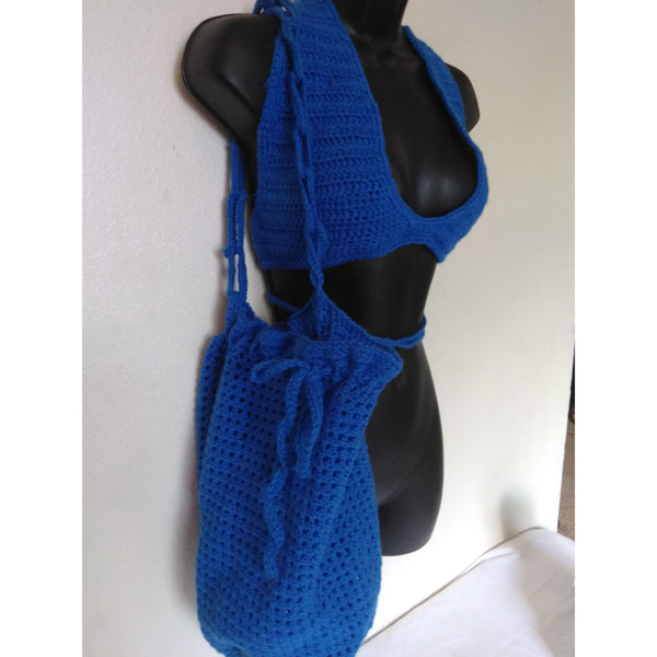 Royal Blue Bkini Top and Beach Bag